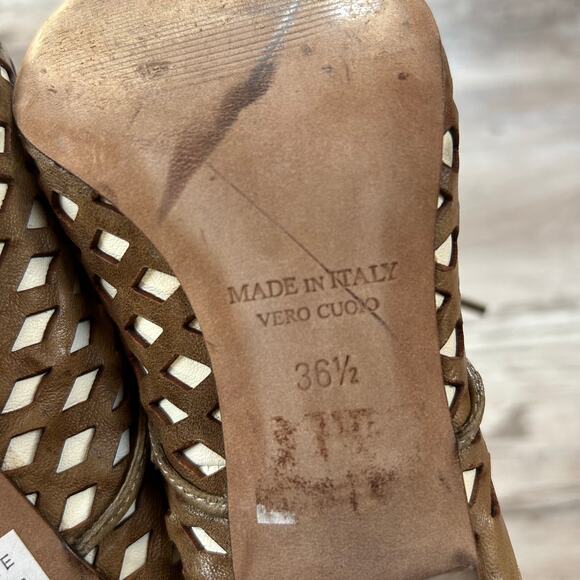 Ixos Italy Leather Heels Brown Cream Cutout Cone Heel Avant Garde 36.5 - Picture 9 of 9